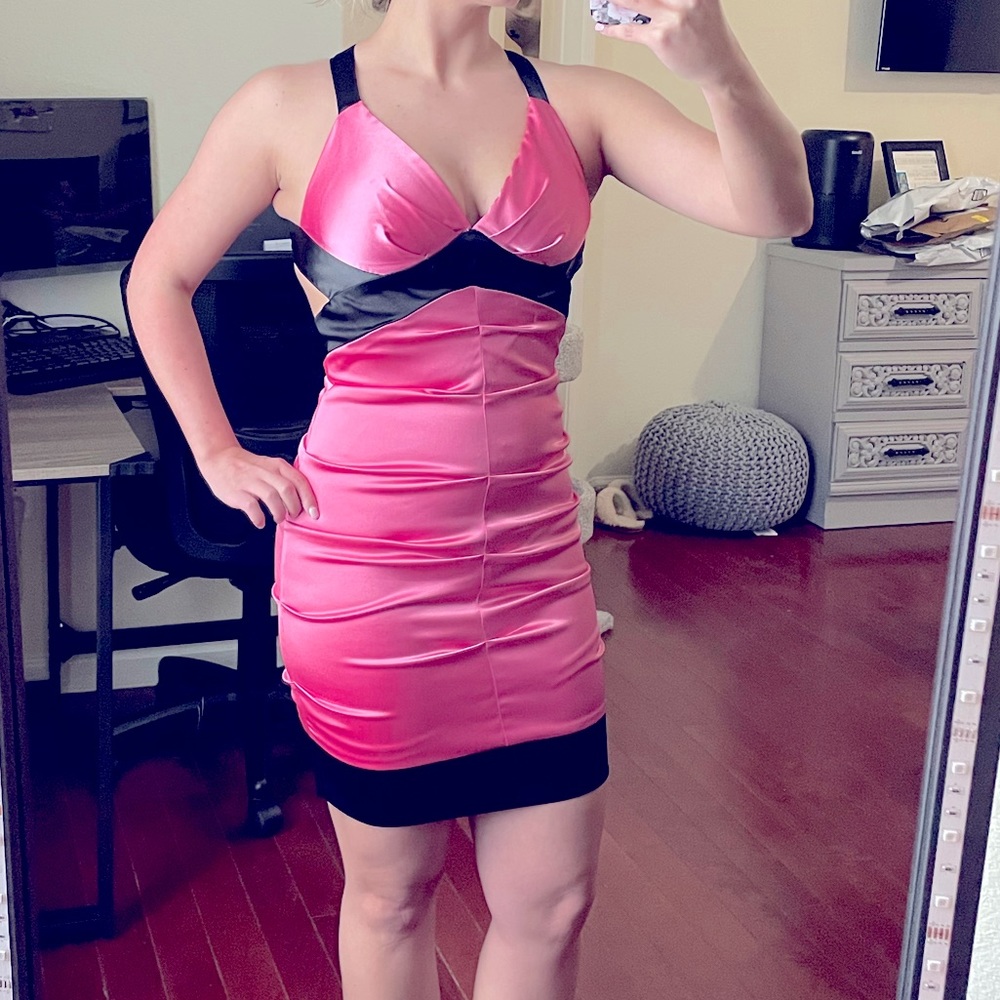 Windsor Pink Satin Mini Dress